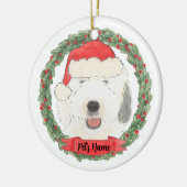 Gepersonaliseerde Oude Engelse Sheepdog Keramisch Ornament (Links)