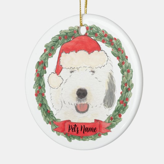 Gepersonaliseerde Oude Engelse Sheepdog Keramisch Ornament (Links)