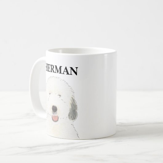 Gepersonaliseerde Oude Engelse Sheepdog Koffiemok (Voorkant links)