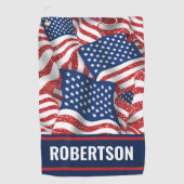 Gepersonaliseerde oude glorie - USA vlaggen Golfhanddoek (Voorkant)