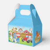 Gepersonaliseerde oude MacDonald's Boerderij Blue Bedankdoosjes (Achterkant)