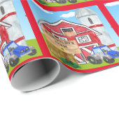 Gepersonaliseerde oude MacDonald's Boerderij Blue  Cadeaupapier (Rol Hoek)