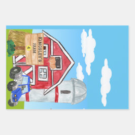 Gepersonaliseerde oude MacDonald's Boerderij Blue  Inpakpapier Vel