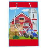 Gepersonaliseerde oude MacDonald's Boerderij Blue  Medium Cadeauzakje (Voorkant)