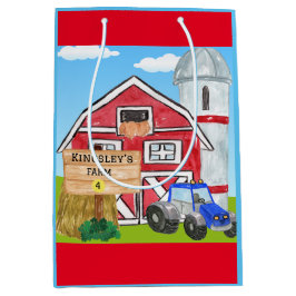 Gepersonaliseerde oude MacDonald's Boerderij Blue  Medium Cadeauzakje