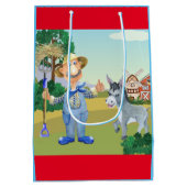 Gepersonaliseerde oude MacDonald's Boerderij Blue  Medium Cadeauzakje (Achterkant)