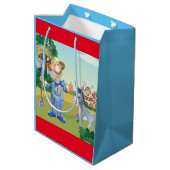 Gepersonaliseerde oude MacDonald's Boerderij Blue  Medium Cadeauzakje (Achterkant Gekanteld)