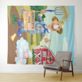 Gepersonaliseerde oude MacDonald's Boerderij Blue  Wandkleed (In Situ (horizontaal))