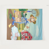 Gepersonaliseerde oude MacDonald's Boerderij Blue  Wandkleed (Voorkant (horizontaal))