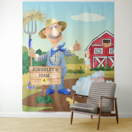 Gepersonaliseerde oude MacDonald's Boerderij Blue Wandkleed