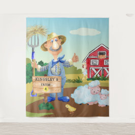 Gepersonaliseerde oude MacDonald's Boerderij Blue  Wandkleed