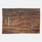 Gepersonaliseerde oude rustieke krassen hout theedoek (Horizontaal)