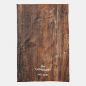 Gepersonaliseerde oude rustieke krassen hout theedoek (Verticaal)