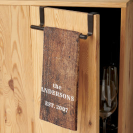 Gepersonaliseerde oude rustieke krassen hout theedoek