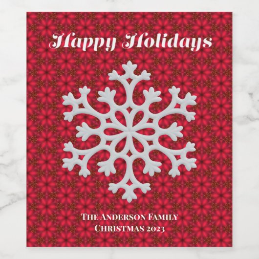 Gepersonaliseerde Oude Wereld Kerstmis Rode Sneeuw Wijn Etiket (Enkel label)