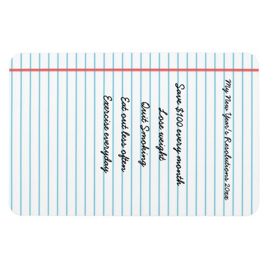 Gepersonaliseerde oudejaarsresoluties Herinnerings Magneet (Horizontaal)