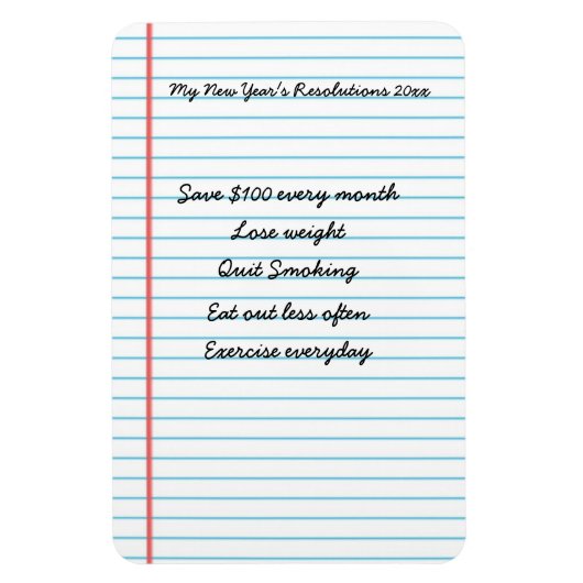 Gepersonaliseerde oudejaarsresoluties Herinnerings Magneet (Verticaal)