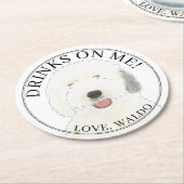 Gepersonaliseerde Oudengelse herdershond bruiloft Ronde Kartonnen Onderzetter (Gebogen)