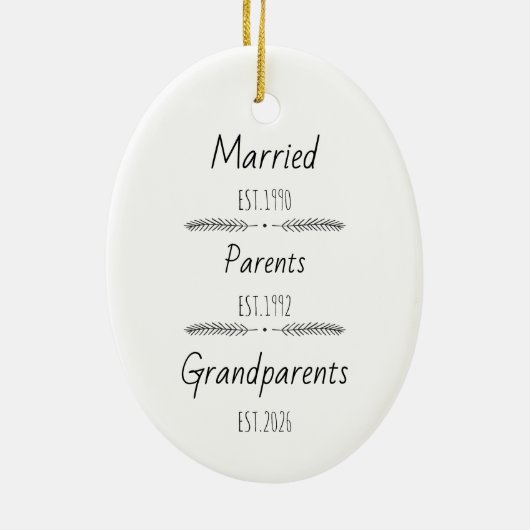 Gepersonaliseerde ouders Grootouders Est Custom Ye Keramisch Ornament (Achterkant)