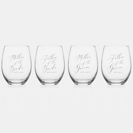 Gepersonaliseerde ouders van de bruid & bruidegom wijnglas zonder voet (Voorkant)