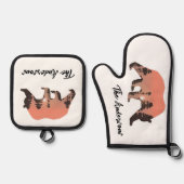 Gepersonaliseerde Outdoor Beer Silhouet Ovenwant & Pannenlap Set (Voorkant)