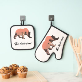 Gepersonaliseerde Outdoor Beer Silhouet Ovenwant & Pannenlap Set