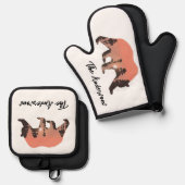 Gepersonaliseerde Outdoor Beer Silhouet Ovenwant & Pannenlap Set (Voorkant / Achterkant)