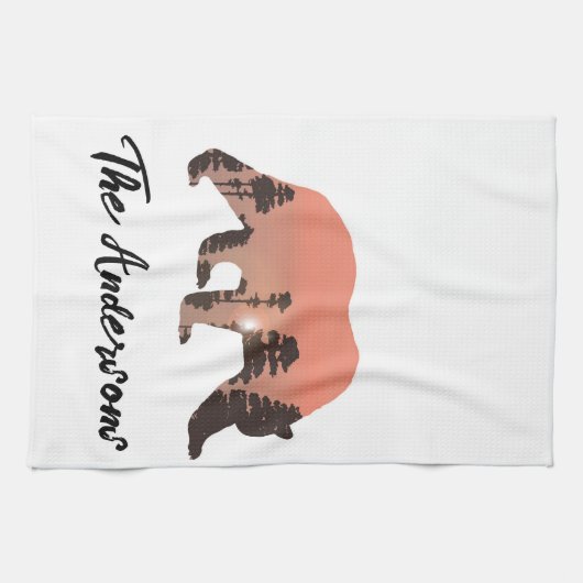 Gepersonaliseerde Outdoor Beer Silhouet Theedoek (Horizontaal)