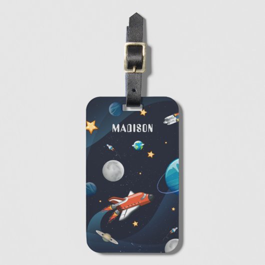 Gepersonaliseerde Outer Space Shuttle Travel Maan  Bagagelabel (Voorkant (verticaal))