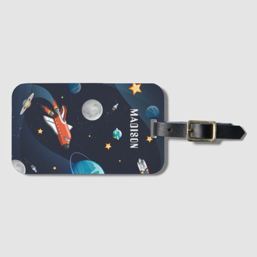 Gepersonaliseerde Outer Space Shuttle Travel Maan  Bagagelabel (Voorkant (horizontaal))