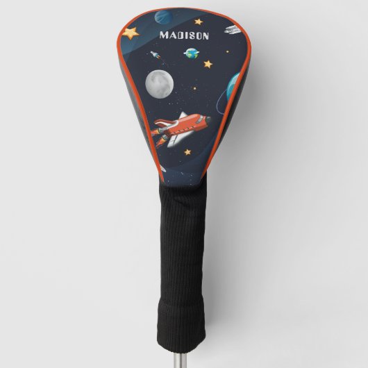 Gepersonaliseerde Outer Space Shuttle Travel Maan  Golfheadcover (Voorkant)