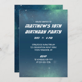 Gepersonaliseerde Outer Space Sky Blue en Green Pa Kaart