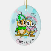 Gepersonaliseerde ovale kerstmis keramisch ornament (Rechts)