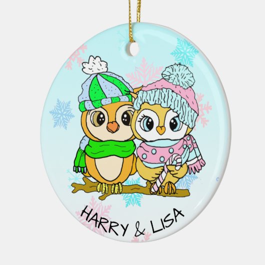 Gepersonaliseerde ovale kerstmis keramisch ornament (Links)