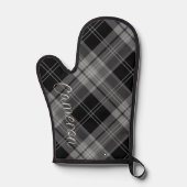 Gepersonaliseerde Oven Mitt Siliconen Zwart Plaid  Ovenwant (Voorkant)