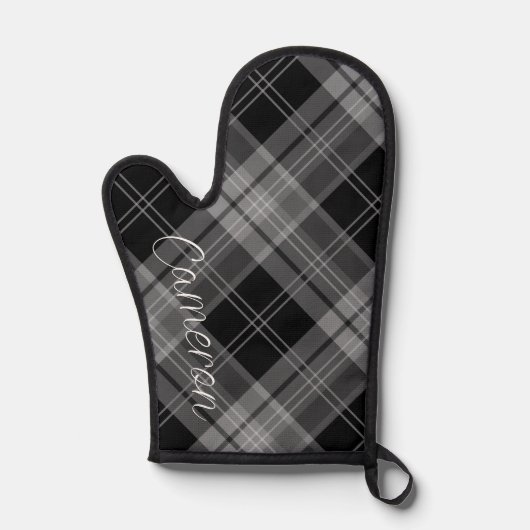 Gepersonaliseerde Oven Mitt Siliconen Zwart Plaid  Ovenwant (Voorkant)