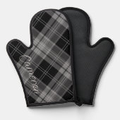 Gepersonaliseerde Oven Mitt Siliconen Zwart Plaid  Ovenwant (Voorkant / Achterkant)