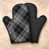 Gepersonaliseerde Oven Mitt Siliconen Zwart Plaid  Ovenwant