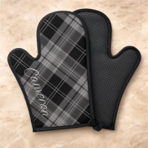 Gepersonaliseerde Oven Mitt Siliconen Zwart Plaid 