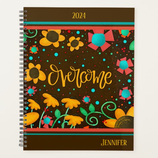 Gepersonaliseerde Overcome Inspirerende  Bloemen Planner (Voorkant)