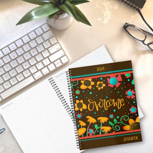 Gepersonaliseerde Overcome Inspirerende  Bloemen Planner