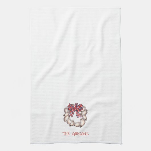 Gepersonaliseerde Oyster Krans Plaid Bow Bar Theedoek (Verticaal)