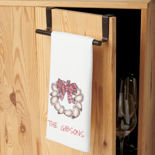 Gepersonaliseerde Oyster Krans Plaid Bow Bar Theedoek (Derde Gevouwen)