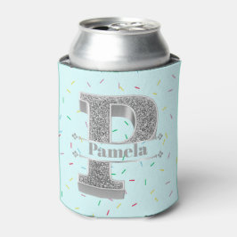 Gepersonaliseerde P-Initiaal Silver Monogram Jouw  Blikjeskoeler