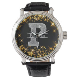 Gepersonaliseerde P-Initiaal Silver Monogram Jouw  Horloge