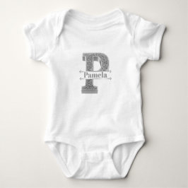 Gepersonaliseerde P-Initiaal Silver Monogram Jouw  Romper