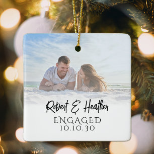 Gepersonaliseerde paar Afbeelding Verloving kerst Keramisch Ornament