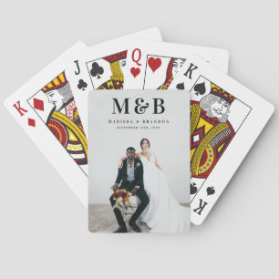 Gepersonaliseerde Paar Bruiloft Monogram Foto Pokerkaarten