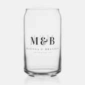 Gepersonaliseerde Paar Bruiloft Monogram Initialen Blikvorm Glas (Voorkant)