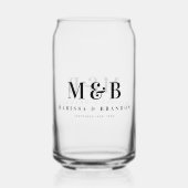 Gepersonaliseerde Paar Bruiloft Monogram Initialen Blikvorm Glas (Achterkant)